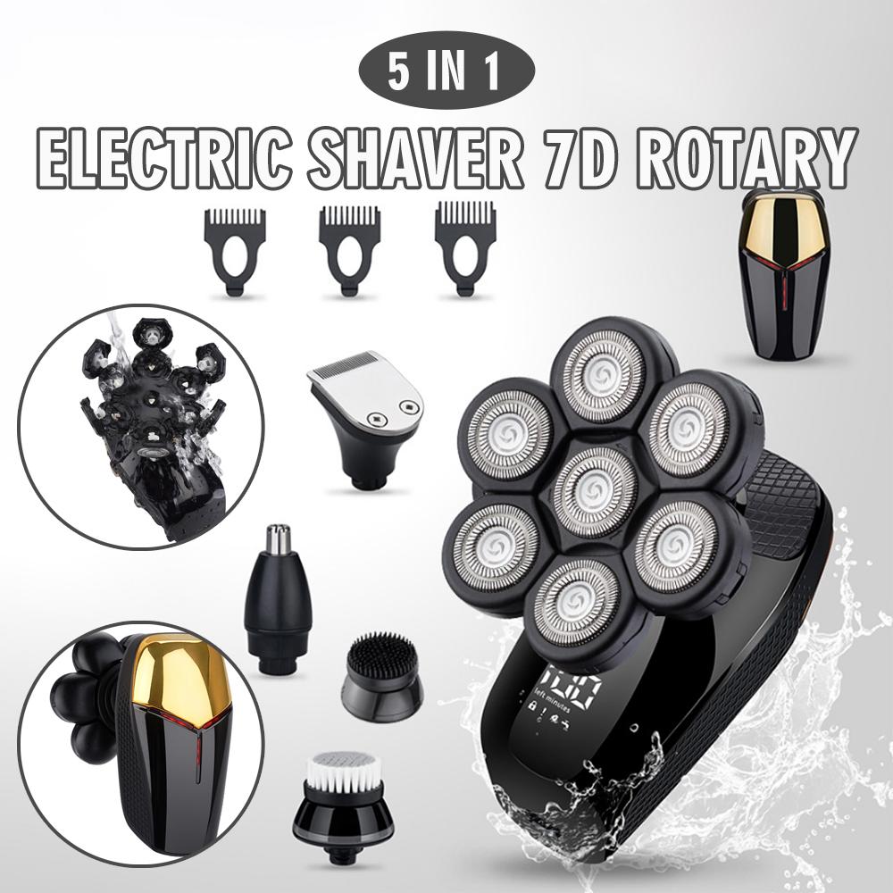 

PDTO 7D 5 в 1 Роторная электробритва Аккумуляторная бритва-триммер для лысины