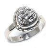 Natural Black Rutile Gemstone Handmade 925 Sterling Silver Jewelry Ring S.7 s6q61