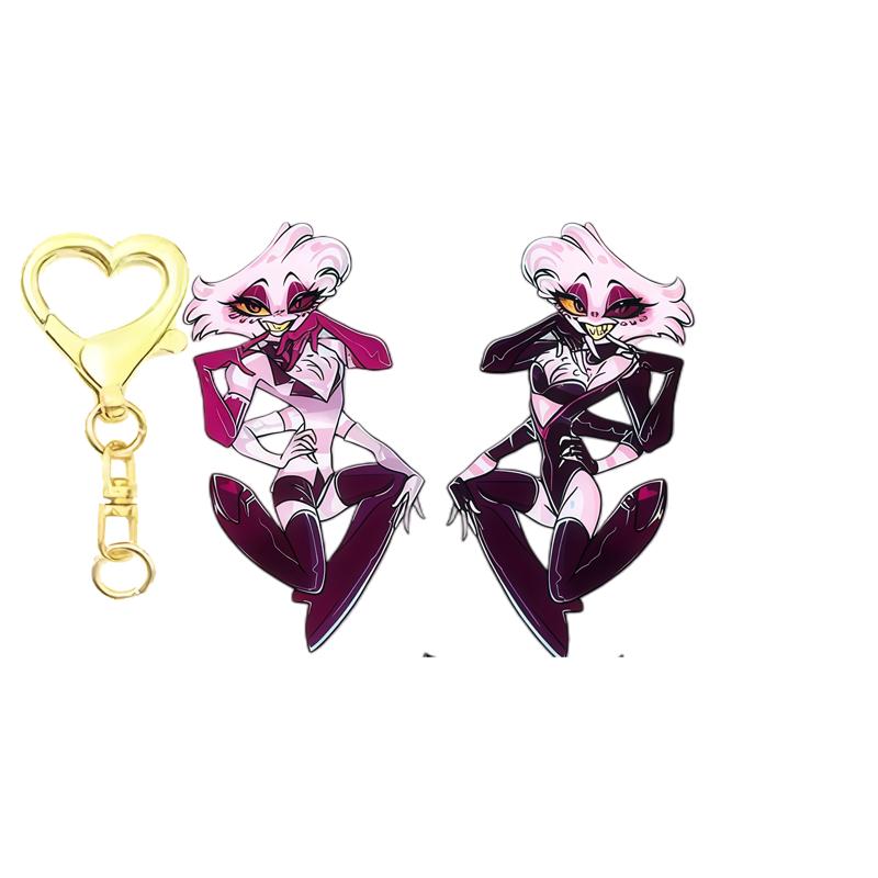 6Cm Double Sided Printed Acrylic Keychain for Hazbin Hotel Vaggie Angel Dust Alastor Character keychain gift backpack pendant