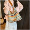 Spring New Striped Simple Shoulder Bag Popular Woven Simple Bag Women's Large-capacity Leisure Bag