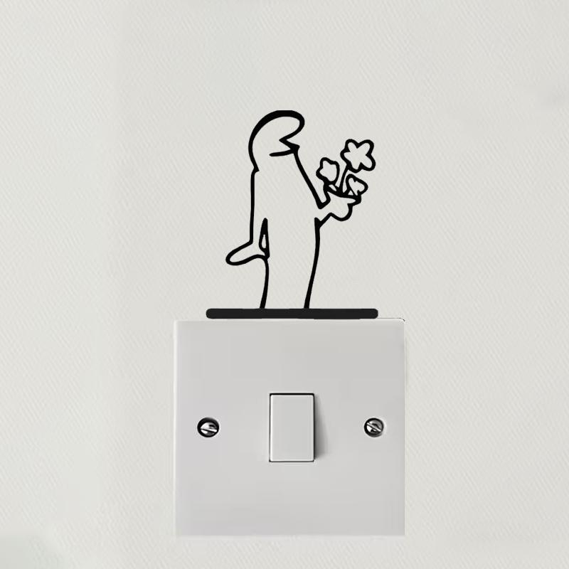 Minimalistischer La Linea Schalteraufkleber Zeichentrickfigur Netzschalter Aufkleber Strichzeichnungsdesign Wanddeko für Zuhause, Büro, Café
