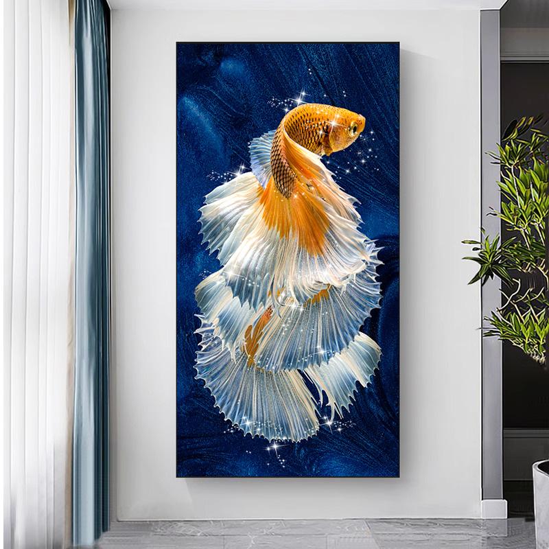 Koi Fish Feng Shui Carp Lotus Pond Pictures Oil Painting On Canvas Posters and Prints Cuadros Wall Art Pictures For Living Room