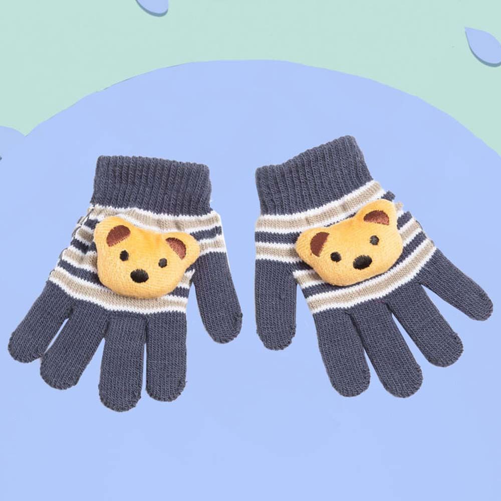 Outdoor Sports Boys Winter Warm Printed Stripe Knitting Mittens Full Finger Gloves Kids Mittens