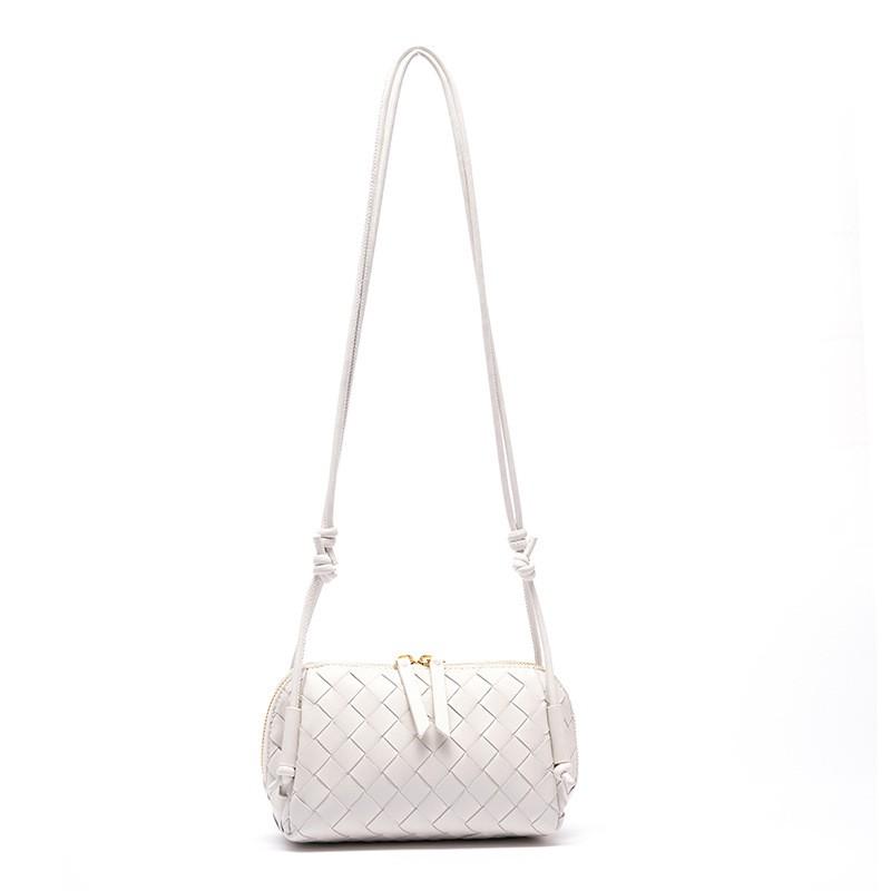 Woven Leather Crossbody Bag Women Small Pillow Shape Shoulder With Phone Pocket