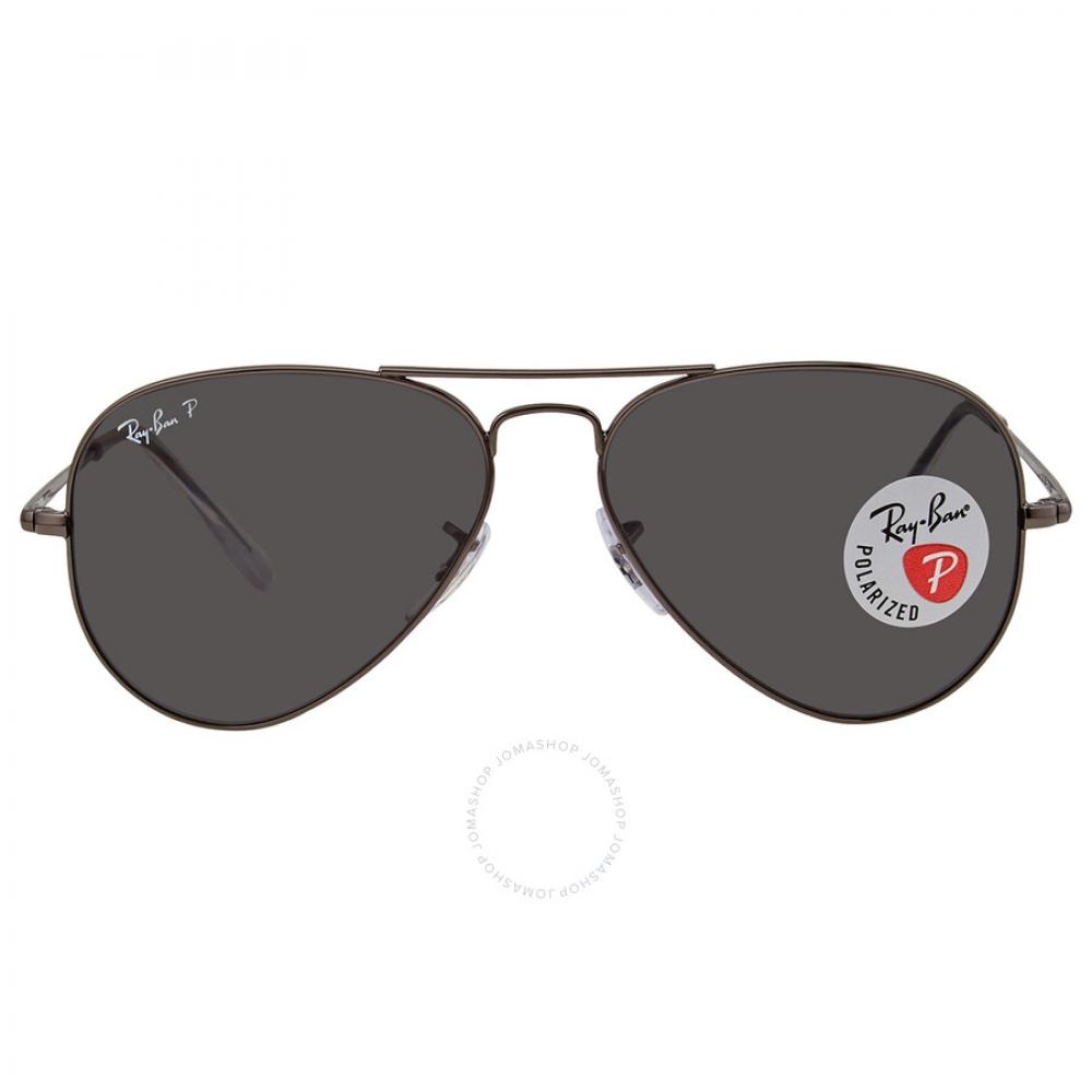 

Ray Ban Aviator Metal II Polarized Black Aviator Unisex Sunglasses RB3689 004 48 55