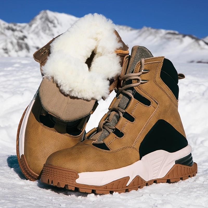 TUINANLE Men Snow Boots Plush Warm Winter Cotton Shoes Non slip Outdoor Hiking Sports Sneakers Ankle Booties Unisex