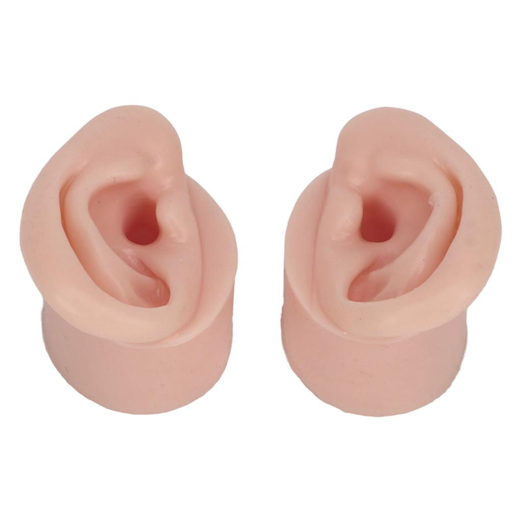 1 Pair Piercing Practice Ear Model Novice Soft Silicone Flexible Ear Model Props for Jewelry Display Medium Skin Color