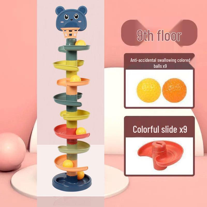 

Детская развлекательная башня-трек: Развивающая мультяшная игрушка-пирамидка с шариками OPP Bag Bear Spinner (9 layers)