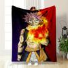 Anime Character with Flaming Hand Design Flannel Blanket for Bedroom, Living Room, Sofa, and Nap Sofas