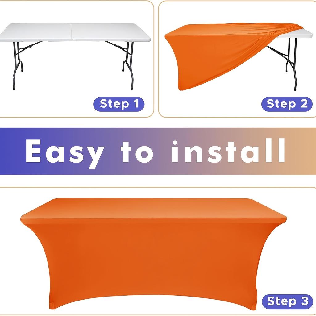 1pc Full Coverage Elastic Tablecloth, Washable Wrinkle-Resistant Polyester, Suitable for Parties, Weddings, Banquets, New Year's Eve