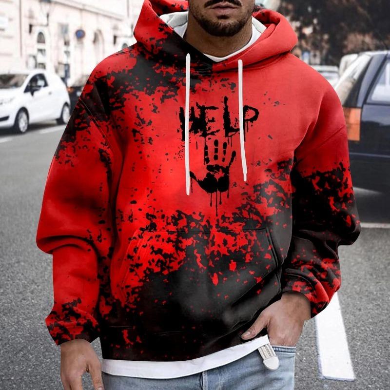 Spring And Autumn Fashion Men's Hoodie Holiday Party Role-playing Bloody Wounds 3D Print Hoodies Casual Boy Sweatshirt Women's Oversized Top Clothing