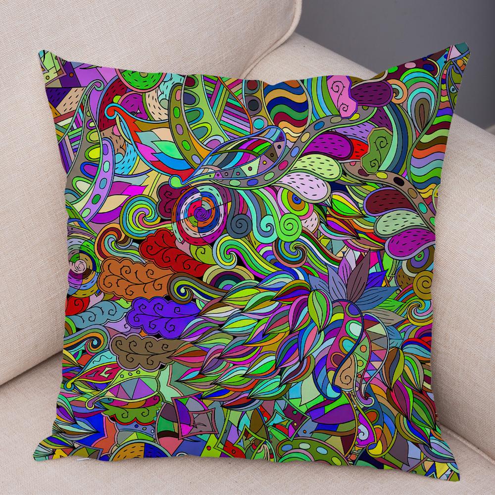 Bright Abstract Bohemian Floral Art Print Household Sofa Bedroom Decoration Pillow Cover Cushion Shell