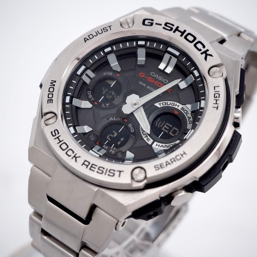 [USED]CASIO G-SHOCK GST-S110D G-STEEL Tough Solar Silver Watch Unused Near Mint Working