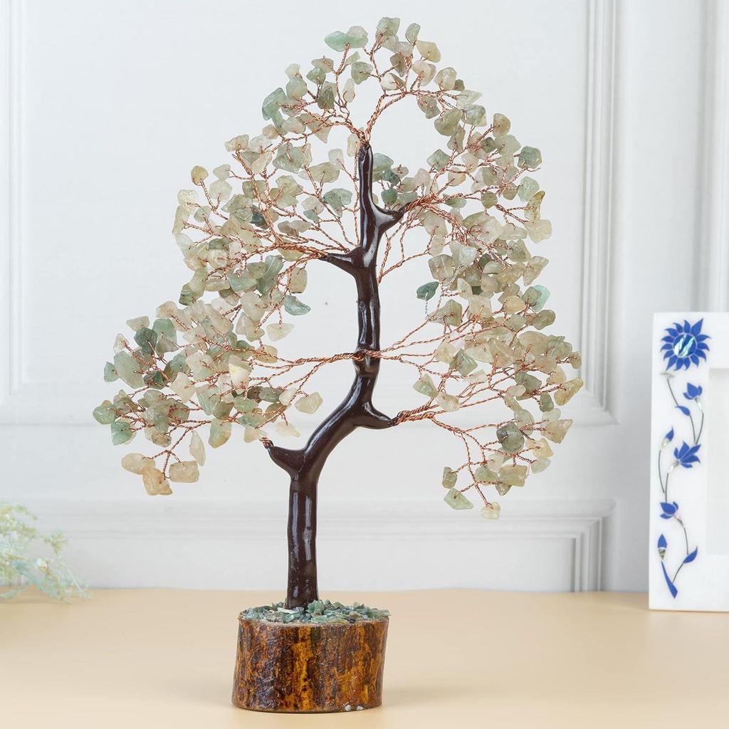 Green Jade Crystal Tree Good Luck Showpiece for Home Decor Items Crystals Gemstones Bonsai Money Tree for Good Luck, Decoration Gift Item,