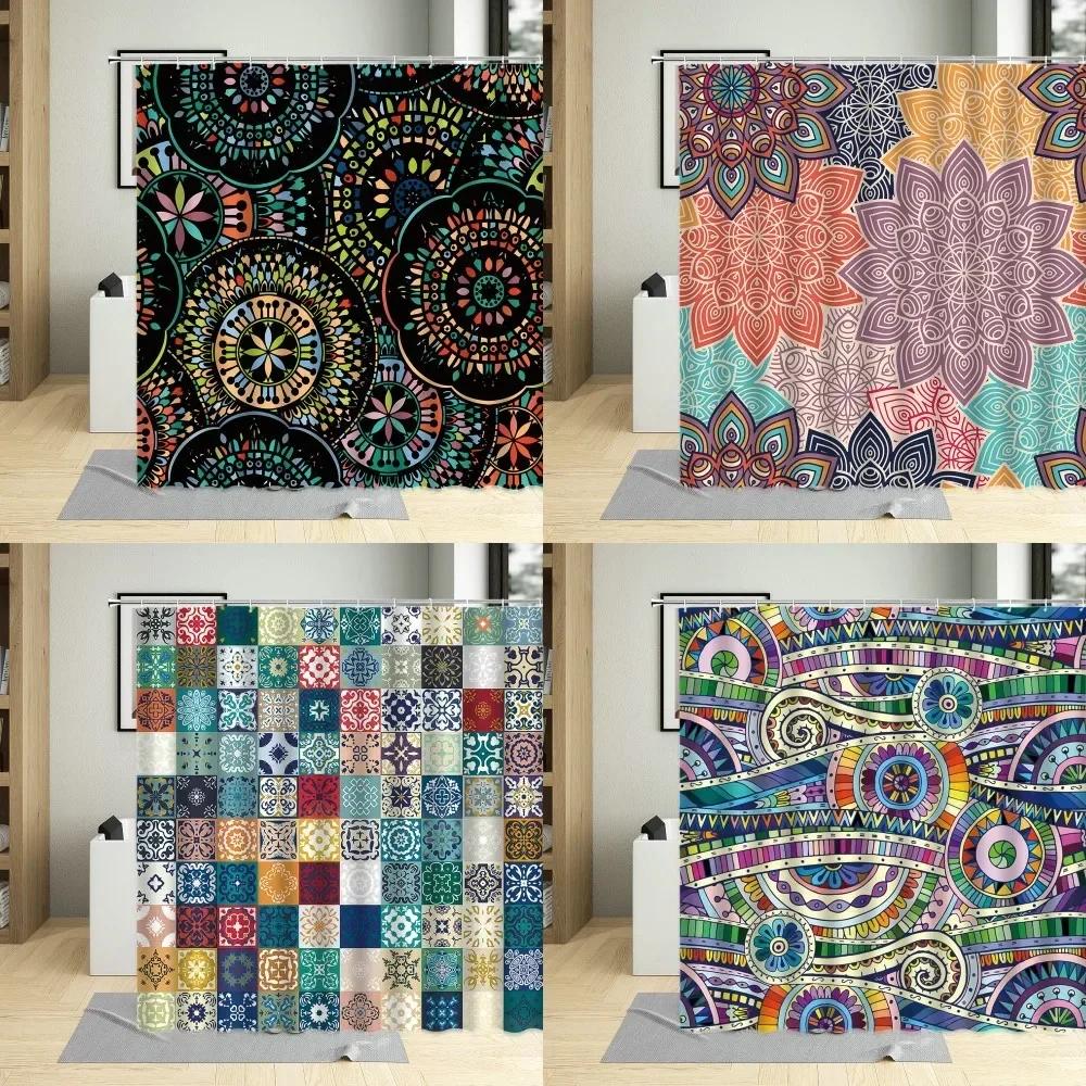 Monika Chen Bathroom Decor Colorful Bohemia Printing Waterproof Shower Curtain 3D Exotic Curtains Screen With Hooks