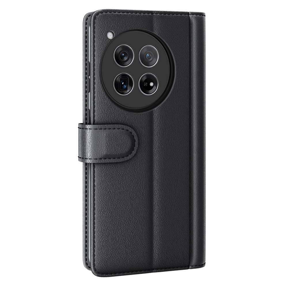 For OnePlus 12 5G Wallet Case Genuine Split Leather Phone Cover with TPU Shockproof Shell