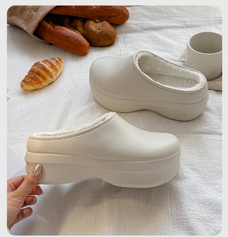 Men's Thick-Soled Cotton Slippers, 2025 Winter Collection - Waterproof, Non-Slip, Height-Enhancing, Plus Velvet, Toe-Covering Design