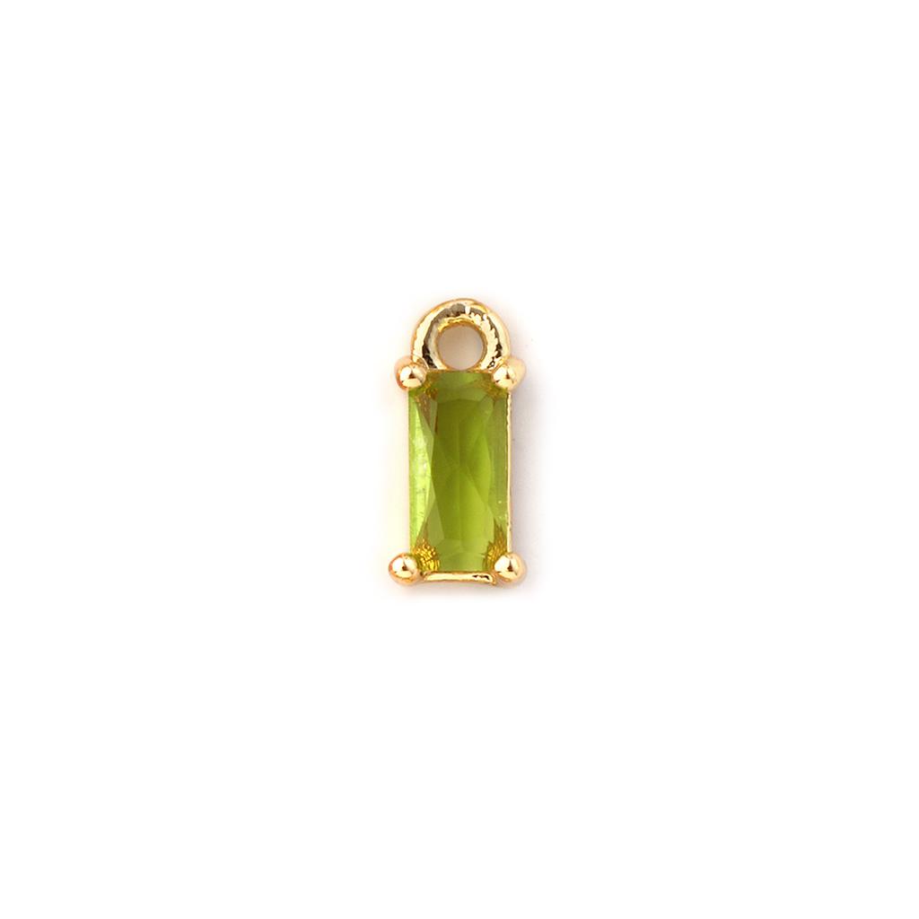5 PCs Brass & Cubic Zirconia Birthstone Charms 18K Gold Plated Rectangle Mini Pendants For DIY Necklace Bracelet Making 9mm x4mm