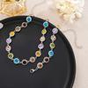2pcs Set Luxury Temperament Colored Zircon Flower Bracelet Necklace Set for Women Trendy Personality Birthday Party Jewelry Sets