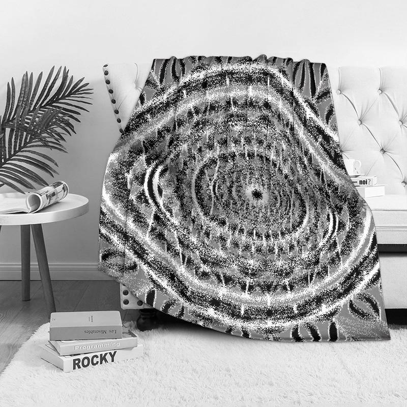 Black & White Geometric Pattern Blanket Mandala Throw Blanket Abstract Knit Blanket Sofa Bed Cover Home Decor Gift
