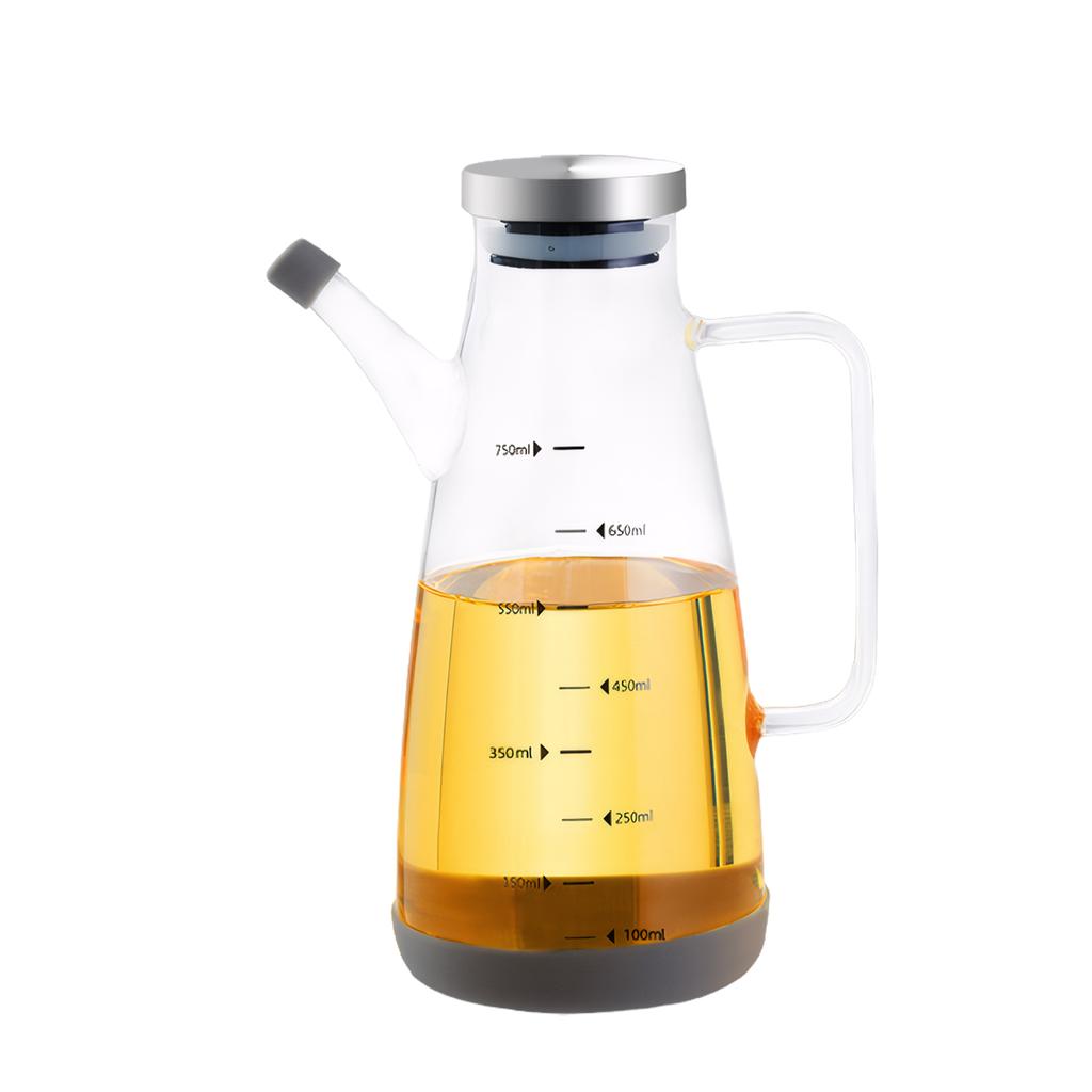 Heat-resistant Capacity Syrup With Steel Lid And Cap Oil Bottle Glass Easy-to-Clean Olive Oil Bottle Cooking Bottle