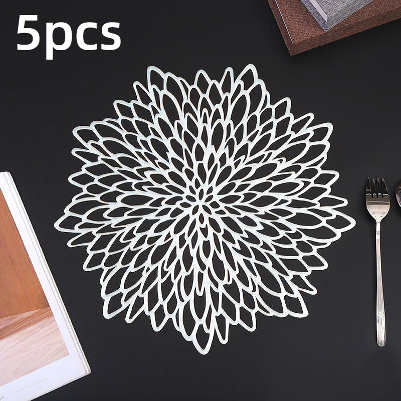 5 Stück Tischsets - Elegantes gepresstes rundes Blattdesign, langlebig & dekorativ für Weihnachten, Tischdeko | Elegante Tischdekoration
