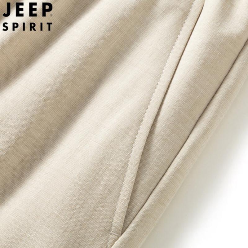 JEEP SPIRIT Men's Lyocell Linen Casual Straight Leg Pants