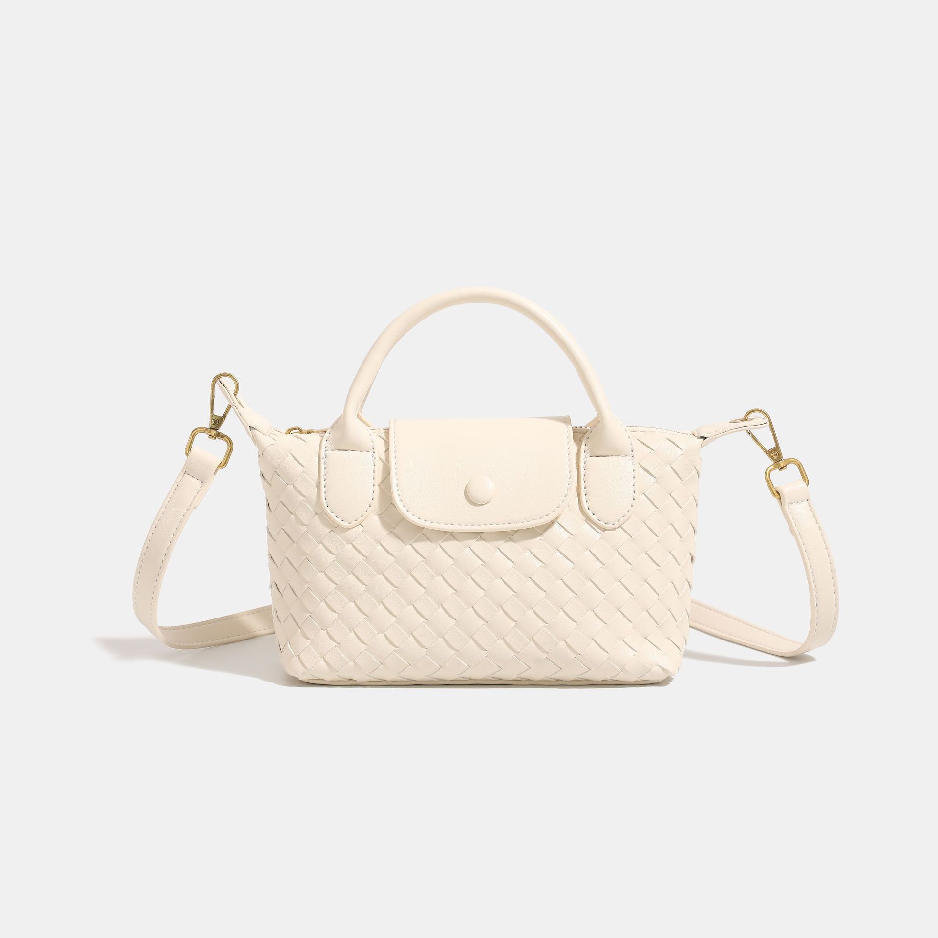 

New woven dumpling bag texture popular portable bucket bag high sense fashion versatile shoulder messenger bag бежевый