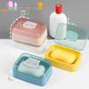 Portable Drainable Soap Dish with Lid for Dorm Bathrooms