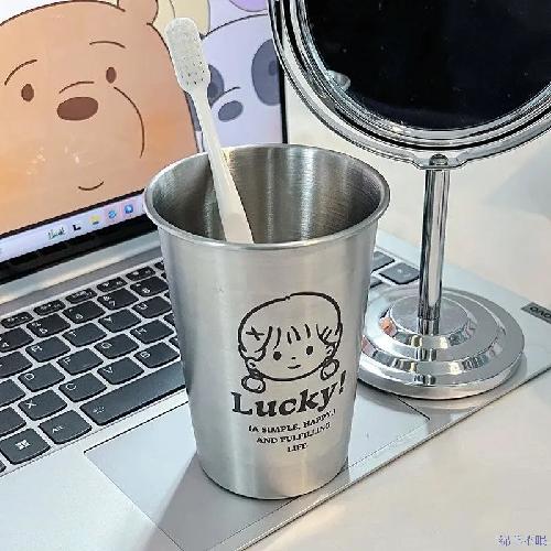 Question Mark Boys and Girls Thickened Anti-fall Stainless Steel Couple Toothbrush Cup Simple Mouthwash Cup Creative Wash Cup