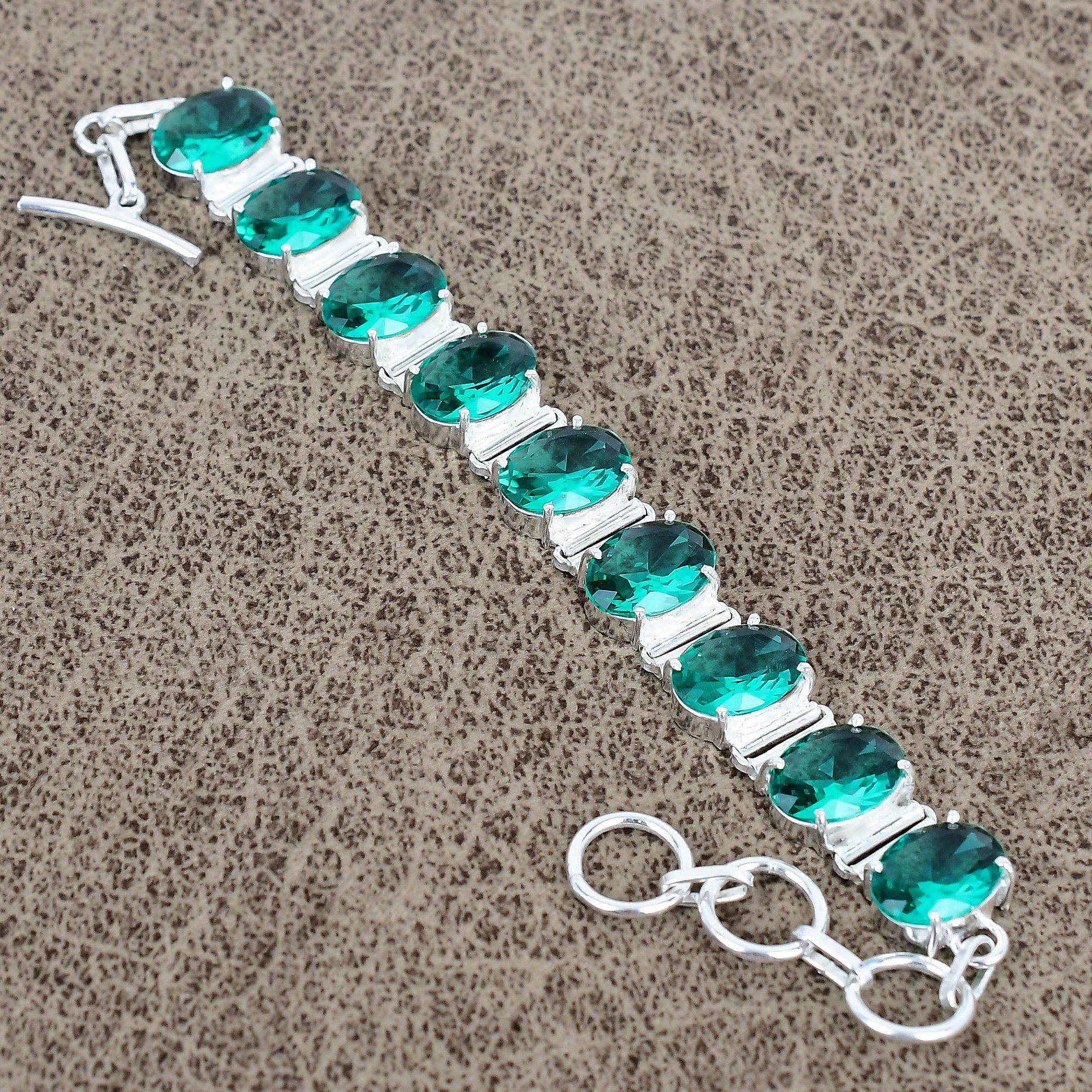 

Indicolite Tourmaline Gemstone Handmade 925 Sterling Silver Bracelet 7-8 KKG-140