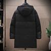 Autumn and Winter Men's White Duck Down Hooded Loose Down Jacket Three Bars Medium and Long Down Jacket