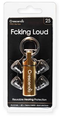 CRESCENDO PRO Zátkové chrániče sluchu pro bubeníky Fcking Loud 25