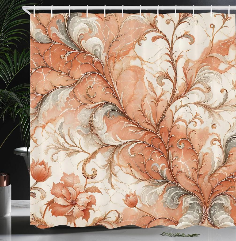 Colorful Shower Curtain, Oriental Boho Flourishing Mandala Flower and Aquarelle Look Hues Print, Cloth Fabric Bathroom Decor Set