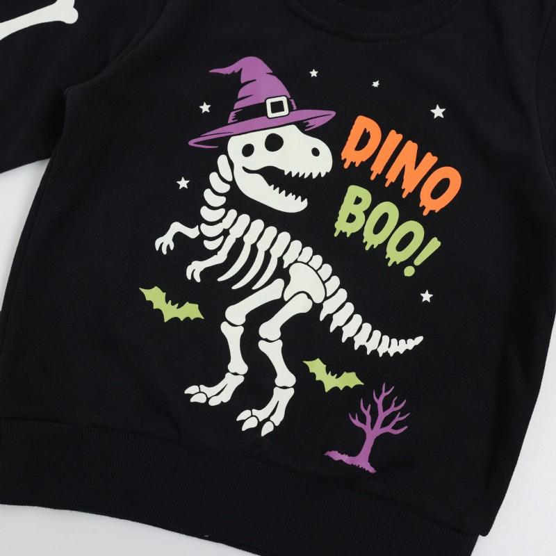 Halloween Kids Sweatshirt Set Long Sleeve Cartoon Print Glow In Dark Boys Fall Winter Toddler