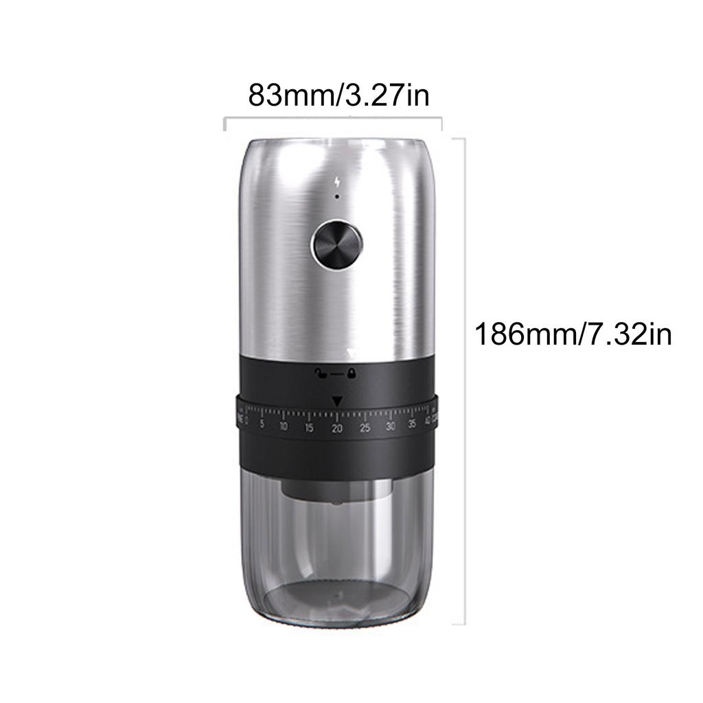 Electric Coffee Grinder with 40 Adjustable Settings Portable Rechargeable for Travel Home