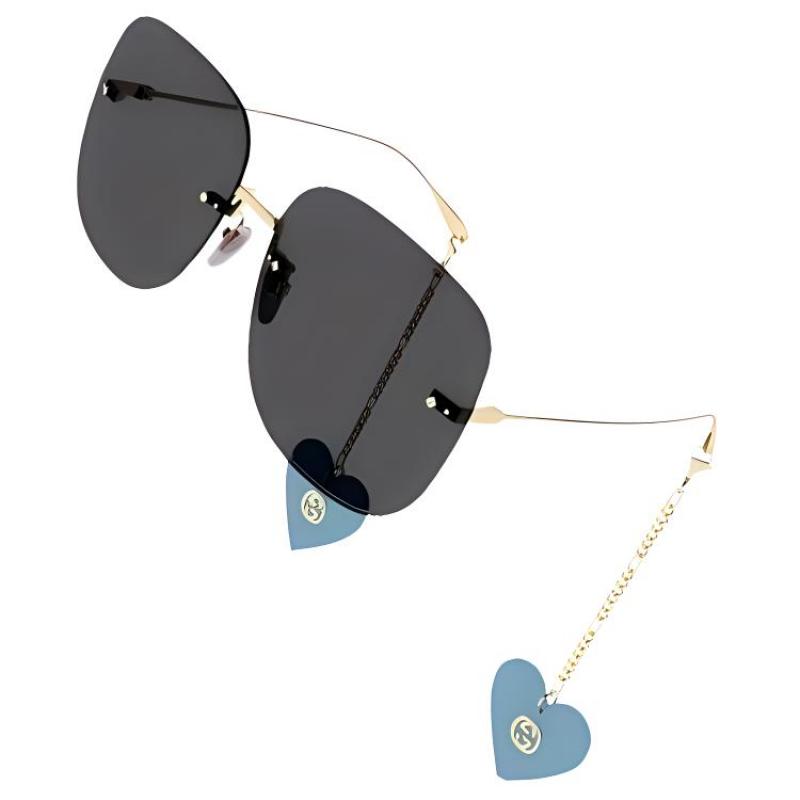 GUCCI Solid Temples Square Sunglasses Women's Gold