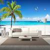 Wallpaper 3D Seaside Landscape Coconut Tree Beach Wall Mural Living Room Theme Hotel Fresco
