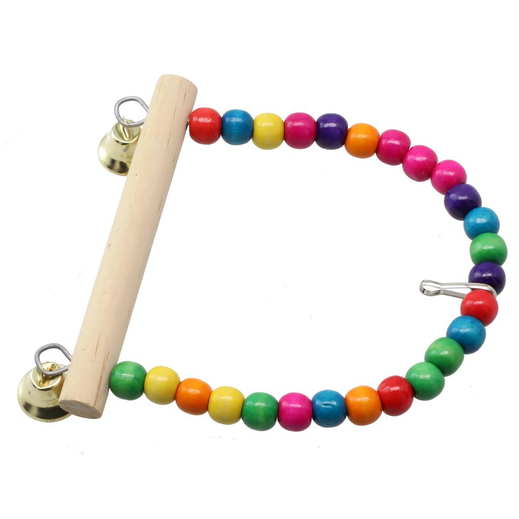 Jucărie Naturală Leagăn pentru Papagal cu Mărgele Colorate Îmbunătățește Timpul de Joacă al Păsării