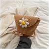 Spring and Summer Korean Cute Little Fragrant Wind Woven Small Flower Contrasting Color Women's Bucket Bag New Women's Shoulder Messenger Bag