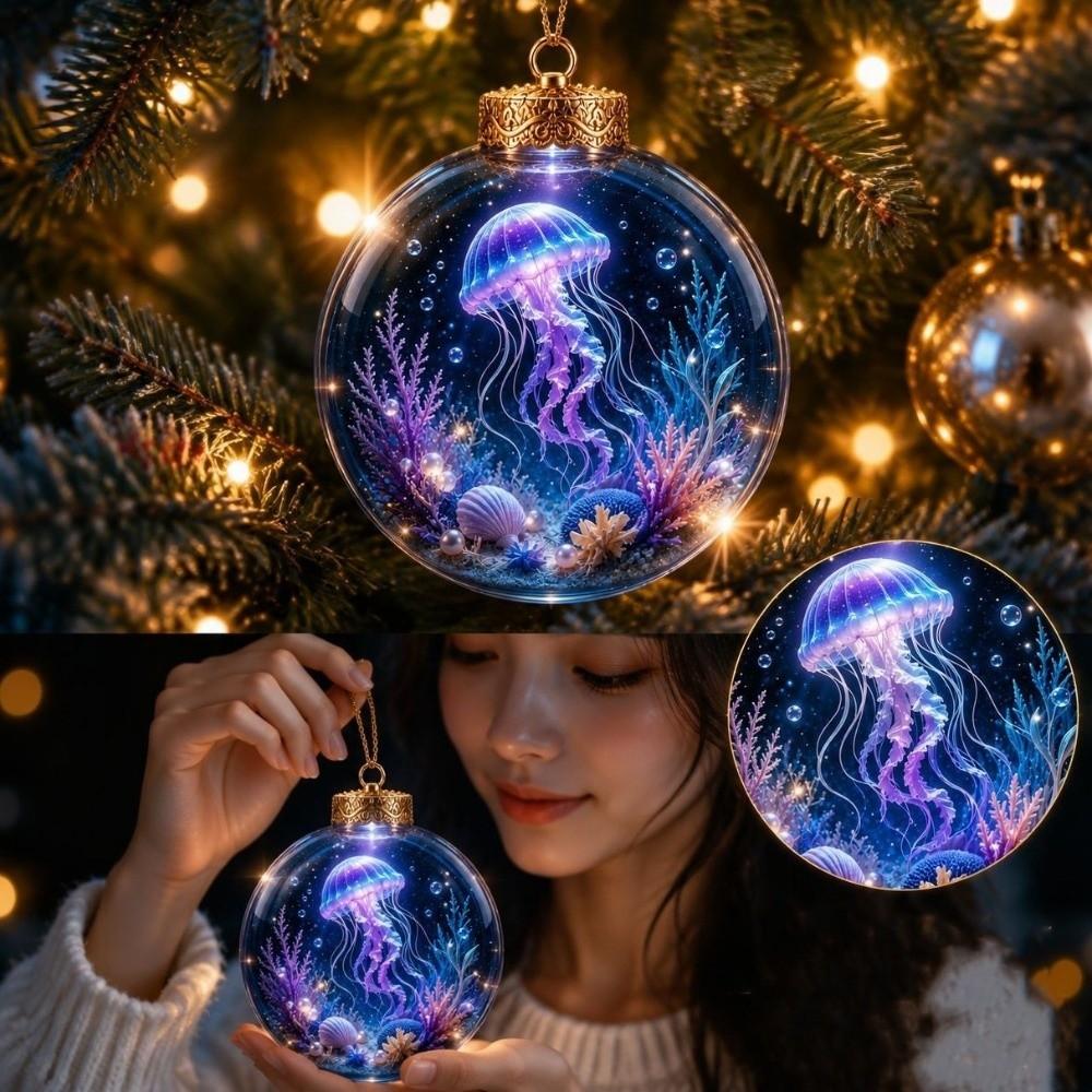 Skeleton Design Luminous Crystal Ball Pendant Christmas Ball Ornament Festival Atmosphere