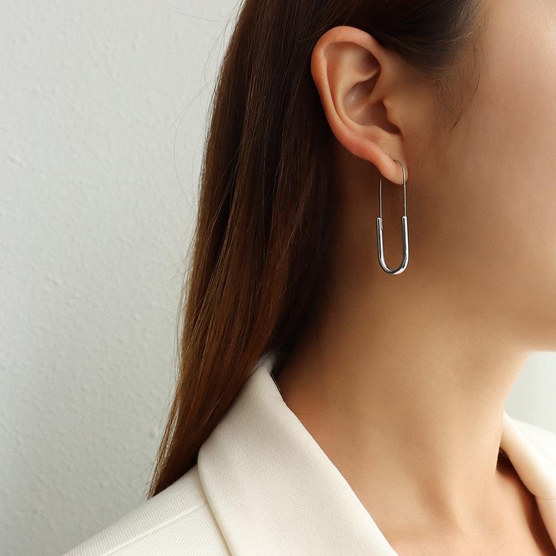 

French 18K Gold-Plated Titanium Steel Ear Cuff Brooch Earrings