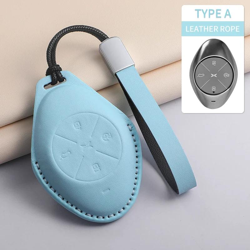 PU Leather Car Key Case Cover Fob For Xiaopeng Xpeng P5 P7 G3 G6 G9 G3i 2021 2022 Car Smart Keychain Protector Shell Accessories
