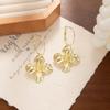 Metal Wind Flower Earrings, High-End Light Luxury Stamen Earrings Exaggerated Retro Pleated Petal Earrings Women