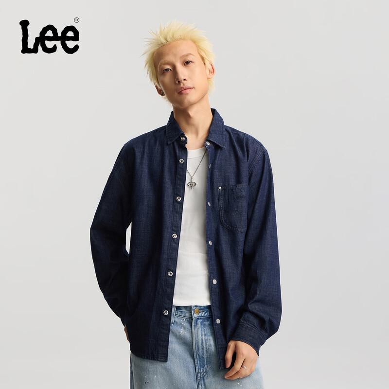 Lee Men s Standard Fit Embroidered Logo Long Sleeve Denim Shirt M