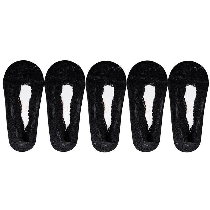 

черные низкие носки-лодочки на шнуровке, силиконовые нескользящие, 5 пар/лот, женские короткие носки до щиколотки, невидимые, для лета, тонкие, хлопковые, набор 35-39