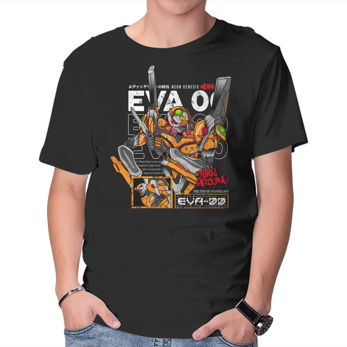 Unisex Crew Neck T-Shirt Eva Mecha 00 Graphic Short Sleeve Casual Tee M
