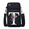 New Letter-printed Black Oblique Span Bag, Mobile Phone Bag, Light To Carry, Vertical Length and Width Change Bag