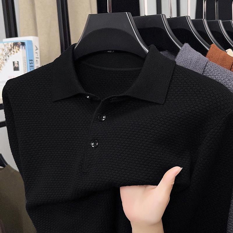 Men's 2025 Autumn Pineapple Knit Polo Sweater - Business Casual Versatile Lapel Base Layer