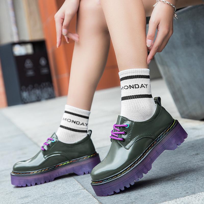 2025 autumn and winter new women's platform small leather shoes Korean version casual retro fashion lace-up loafers